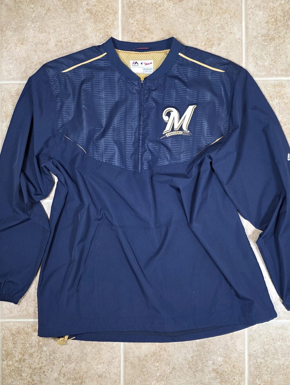 Majestic Milwaukee Brewers Cool Base Pullover Jacket XL MLB - Picture 6 of 16